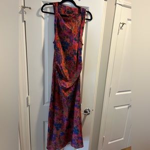 Zara FLORAL PRINT SATIN EFFECT MIDI DRESS